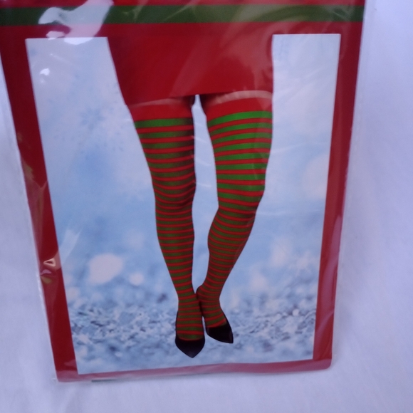 Red and Green Thigh Highs Party Themed Event Festival Cosplay Christmas Holiday - Picture 2 of 10